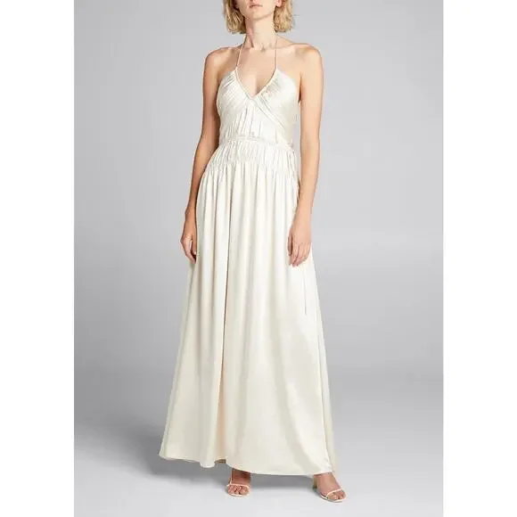 Jonathan Simkai Clementine Open Back Halter Gown Stone - S
